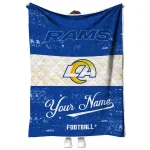 customized los angeles rams hibiscus burst blue white quilt blanket best selling