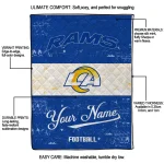 customized los angeles rams hibiscus burst blue white quilt blanket best selling