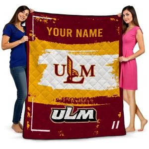 customized louisiana monroe warhawks grunge patch red white quilt blanket best selling