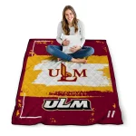 customized louisiana monroe warhawks grunge patch red white quilt blanket best selling