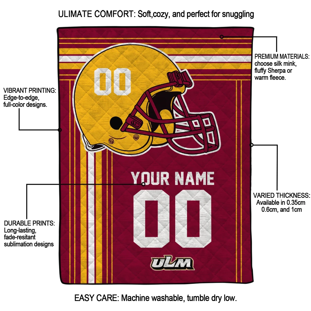 customized louisiana monroe warhawks helmet theme red quilt blanket latest model customized louisiana monroe warhawks helmet theme red quilt blanket latest model