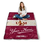 customized louisiana monroe warhawks hibiscus burst red white quilt blanket best selling