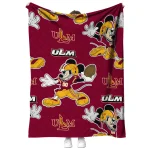 customized louisiana monroe warhawks mickey football red quilt blanket best selling