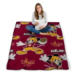 customized louisiana monroe warhawks mickey football red quilt blanket best selling