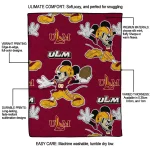customized louisiana monroe warhawks mickey football red quilt blanket best selling