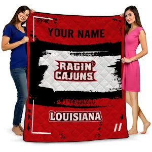 customized louisiana ragin cajuns grunge patch red white quilt blanket best selling