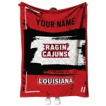 customized louisiana ragin cajuns grunge patch red white quilt blanket best selling