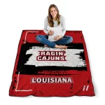 customized louisiana ragin cajuns grunge patch red white quilt blanket best selling