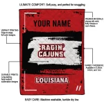 customized louisiana ragin cajuns grunge patch red white quilt blanket best selling
