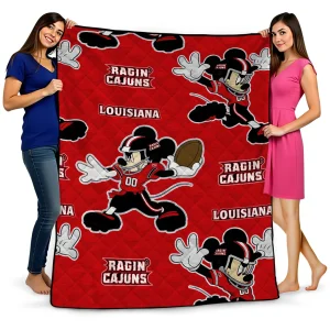 customized louisiana ragin cajuns mickey football red quilt blanket best selling