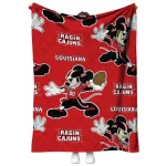 customized louisiana ragin cajuns mickey football red quilt blanket best selling
