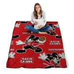 customized louisiana ragin cajuns mickey football red quilt blanket best selling