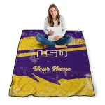 customized lsu tigers brushstroke layers purple quilt blanket best selling