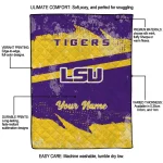 customized lsu tigers brushstroke layers purple quilt blanket best selling