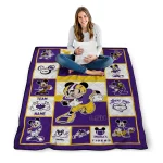 customized lsu tigers mickey crimson purple white quilt blanket best selling