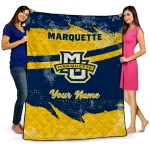 customized marquette golden eagles brushstroke layers blue quilt blanket best selling