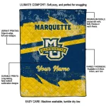 customized marquette golden eagles brushstroke layers blue quilt blanket best selling