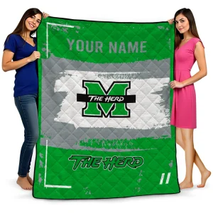 customized marshall thundering herd grunge patch green white quilt blanket best selling