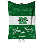 customized marshall thundering herd hibiscus burst green white quilt blanket best selling