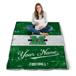 customized marshall thundering herd hibiscus burst green white quilt blanket best selling