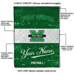 customized marshall thundering herd hibiscus burst green white quilt blanket best selling