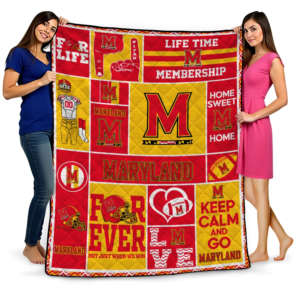 customized maryland terrapins helmet passion red quilt blanket best selling