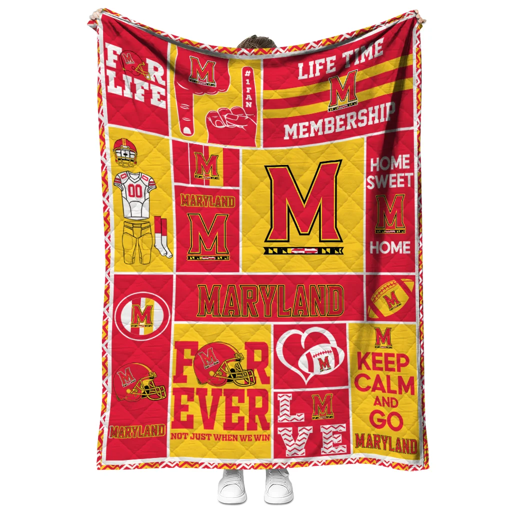 customized maryland terrapins helmet passion red quilt blanket fashion forward