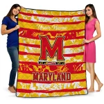 customized maryland terrapins layered florals red white quilt blanket best selling