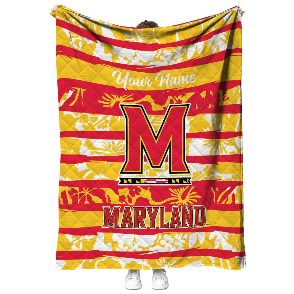 customized maryland terrapins layered florals red white quilt blanket fashion forward