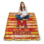 customized maryland terrapins layered florals red white quilt blanket best selling