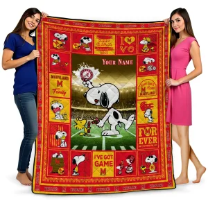 customized maryland terrapins snoopy coach red quilt blanket best selling