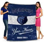 customized memphis grizzlies helmet fan blue white quilt blanket best selling