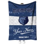 customized memphis grizzlies helmet fan blue white quilt blanket best selling