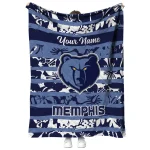customized memphis grizzlies layered florals blue white quilt blanket best selling
