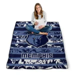 customized memphis grizzlies layered florals blue white quilt blanket best selling