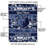 customized memphis grizzlies layered florals blue white quilt blanket best selling