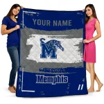 customized memphis tigers grunge patch blue white quilt blanket best selling