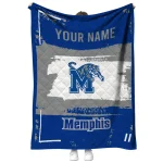 customized memphis tigers grunge patch blue white quilt blanket best selling