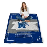 customized memphis tigers grunge patch blue white quilt blanket best selling