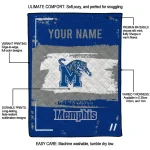 customized memphis tigers grunge patch blue white quilt blanket best selling