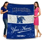 customized memphis tigers hibiscus burst blue white quilt blanket best selling