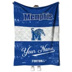 customized memphis tigers hibiscus burst blue white quilt blanket best selling
