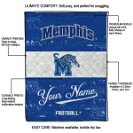 customized memphis tigers hibiscus burst blue white quilt blanket best selling