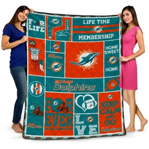 customized miami dolphins helmet passion aqua quilt blanket best selling