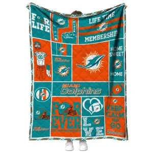 customized miami dolphins helmet passion aqua quilt blanket fashion forward