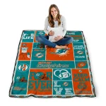 customized miami dolphins helmet passion aqua quilt blanket best selling