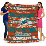 customized miami dolphins layered florals aqua white quilt blanket best selling