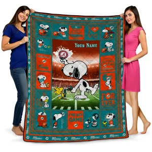 customized miami dolphins snoopy coach aqua quilt blanket best selling