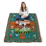 customized miami dolphins snoopy coach aqua quilt blanket best selling