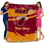 customized miami heat brushstroke layers red quilt blanket best selling